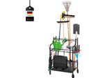 Organizzatore Di Attrezzi Da Giardino Eluno, Carrello Porta Attrezzi Con Ripiani E Cestini, Supporto Per Scope, Rastrelli, Rastrelli In Acciaio Nero