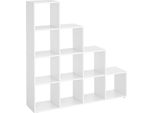 Vasagle Libreria Con 10 Cubi Divisorio Per Ambienti Scaffale Per Scale Scaffale In Piedi Bianco