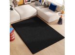 Tappeto Tapiso Essence Shaggy Unicoloured Modern Black ÖKotex 140 X 200 Cm