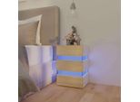 Comodino Vidaxl Led Bianco E Rovere Sonoma 45X35X67 Cm Materiale A Base Di Legno