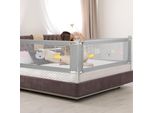 Jopassy 150Cm Protezione Letto Bambini Protezione Letto Regolabile In Altezza Protezione Anticaduta Per Bambini Protezione Letto Con Rete Arieggiata, Per Letto Famiglia E Lettino Grigio