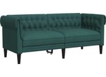 Divano Chesterfield 2 Posti In Tessuto Verde Scuro