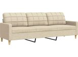 Vidaxl Divano 3 Posti Crema 210 Cm Tessuto