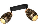 Plafoniera, Metallo, Nero-Oro, E14, 2 Luci, L 28 Cm