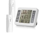 Suplong Termometro Senza Fili Sensore Di Temperatura Digitale Frigorifero Impermeabile 2 Display Lcd Di Facile Lettura (Bianco-3)