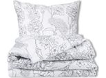 Set Di Biancheria Da Letto In Raso 220X200 Esclusivo Fiori In Grigio Primavera