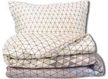 Biancheria Da Letto In Raso 220X200 Exclusive Geometrica Nei Toni Del Beige Primavera
