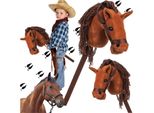Hobby Cavallo Testa Di Cavallo Su Bastone Suono Peluche Marrone Morbido Criniera Galoppo
