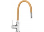 Rubinetto Per Lavabo Queen In Cromo Con Bocca Di Erogazione Beige