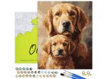 Oh Art! Pittura Con I Numeri Per Adulti E Bambini 40X50 Cm - Animali Cani Golden Retriever - Set Con 3 Pennelli, Colori Acrilici E Tela Su Telaio Di Legno