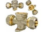 Pex T-Piece 16X1/2X16 Gw Montaggio A Parete Con Terminali Avvitati Su Collettore Di Riduzione