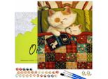 Oh Art! Pittura Con I Numeri Per Principianti 40X50 Cm - Gatti Animali Per Bambini - Set Fai Da Te: Tela Con Telaio In Legno, 27 Colori Acrilici, 3 Pennelli E Accessori