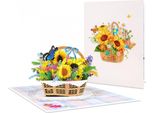 Biglietto Di Auguri Con Fiori Pop-Up 3D - Cestino Estivo
