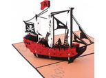 Cartolina Pop-Up 3D Di Auguri "Nave Pirata"