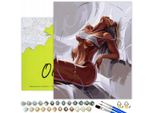 Oh Arte! Pittura Per Adulti - Pittura Sexy Su Tela "Donna A Letto Con I Panni"" - Set Con 3 Pennelli Colori Acrilici E Tela Con Cornice 40 X 50"