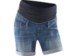 Pantaloncini Da Donna In Denim Con Ombelico, Abbigliamento Premaman Blu