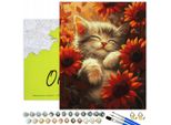 Oh Art! Gatto Che Dipinge Con I Numeri 40X50 Cm - Set Per Bambini E Adulti Tela Con Telaio In Legno, Colori Acrilici, 3 Pennelli E Accessori Set Creativo Fai Da Te