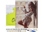 Oh Art! Pittura Con I Numeri Per Adulti Donna Alla Finestra 40X50 - Set Creativo Fai Da Te: Tela Con Telaio In Legno, Colori Acrilici, 3 Pennelli E Accessori