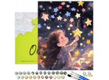 Oh Art! Quadro Per Bambini Paint By Numbers Girls & Stars 40 X 50 Cm - Set Completo Di Cornice In Legno, Colori Acrilici, 3 Pennelli E Accessori - Regalo