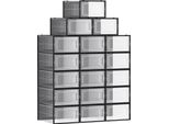 Scatole Per Scarpe, Set Di 18, Scatole Per Scarpe, Organizer Per Scarpe, Scatole In Plastica, Pieghevoli E Impilabili, Per Scarpe Fino Al Numero 42, Nero Trasparente LSP18SBKV1