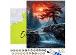 Oh Art! Pittura Con Cornice Per Adulti 40X50 Cm "Clone Al Tramonto"" - Set Fai Da Te: Colori Acrilici, Tela, 3 Pennelli E Accessori"