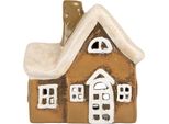 Clayre & Eef Portacandele House 13X7X13 Cm In Ceramica Marrone