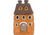 Clayre & Eef Portacandele House 23X17X37 Cm In Ceramica Arancione