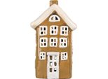 Clayre & Eef Portacandele House 12X8X19 Cm In Ceramica Marrone