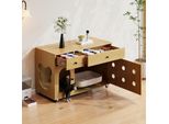 Flieks Cassettiera Mobile Da Soggiorno Mobile, Credenza Con Vassoio Porta Sabbia Estraibile E Cassetti, Finitura Naturale