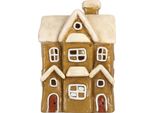 Clayre & Eef Portacandele House 23X15X33 Cm In Ceramica Marrone