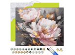 Oh Art! Dipingi Con I Numeri Fiori Per Adulti Peonie 40X50 Cm Set Fai Da Te: Colori Acrilici Incl. Vernice Dorata, 3 Pennelli, Tela Con Telaio In Legno E Accessori