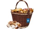Kotarbau® Cestino Per La Spesa - Cestino Portaoggetti - Cestino In Vimini - ⌀ 35 Cm - Cestino Per Funghi - Cestino Per Frutta - Cestino Da Picnic - Marrone A Righe Bianche - Cestino In Vimini Con Manico