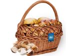 Kotarbau® Cestino Per La Spesa - Cestino Portaoggetti - Cestino In Vimini - 26 X 42 Cm - Cestino Per Funghi - Cestino Per Frutta - Cestino Da Picnic - Colore Naturale Con Strisce Marroni - Cestino In Vimini Con Manico
