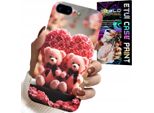 Custodia Per Iphone ( 7 Plus ) - Rosa Orsetto Famiglia Cuore + Vetro