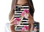 Custodia Per Iphone 12 Pro - Floreale Con Motivo A Righe Bianche E Nere