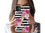 Custodia Per Iphone 12 - Motivo Floreale A Strisce Bianche E Nere