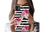 Custodia Per Iphone 11 - Motivo Floreale A Strisce Bianche E Nere