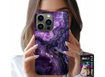 Custodia Per Iphone 15 Pro - Marmo Viola Moda Donna + Vetro