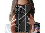 Custodia Per Iphone 15 Pro - Cornici Dorate, Design Elegante + Vetro