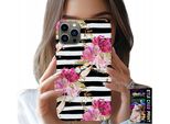 Custodia Per Iphone 11 Pro - Floreale Con Motivo A Righe Bianche E Nere
