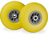 Relaxdays 8 X Ruote Per Carrelli Manuali Pu 3.00-4 Giallo-Grigio