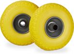Relaxdays 4 X Ruote Per Carrelli A Mano In Gomma Piena Giallo-Grigio