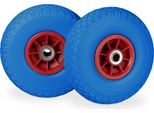 Relaxdays 4 X Ruote Per Carrelli Manuali Pu 3.00-4 Blu-Rosso