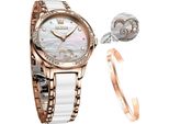 Damenuhren mit Automatikaufzug Damenuhren in Roségold mit Diamanten Luxuskleider weiße Keramikarmbanduhren Damen Armbanduhren