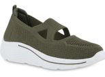 Van Hill Scarpe Sportive Da Donna Slip On Scarpe Sportive In Maglia Con Suola Profilata 841667, Colore: Verde Oliva, Taglia: 40