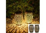 Joycreator Led Lanterna Solare Per Uso Esterno, Confezione Da 2, Lanterne In Metallo Appese / In Piedi, IP65 Luci Impermeabili Giardino Orientale Balcone Albero Ca