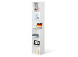 Libreria, Scaffale Verticale Con 6 Ripiani Aperti, 30 X 24 X 158,5 Cm, Scaffale Bianco, Salvaspazio E Moderno, Delaware