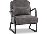 Poltrona Mcombo Per Soggiorno, Poltrona Reclinabile Retro Vintage Con Cuscini In Pelle, Poltrona Lounge, Poltrona Imbottita, Tessuto In Microfibra, 4742-1 (Grigio Scuro)