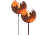 Set Di 2 Tappi Decorativi A Forma Di Palla Di Fuoco Con Design A Ruggine - Ca. Ø 11 Cm X 77 Cm - Set Di 2 (Piccolo)