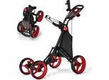 Carrello Da Golf A 4 Ruote, Carrello Da Golf Pieghevole, Carrello Da Golf, Carrello Da Golf A Spinta In Alluminio, Rosso